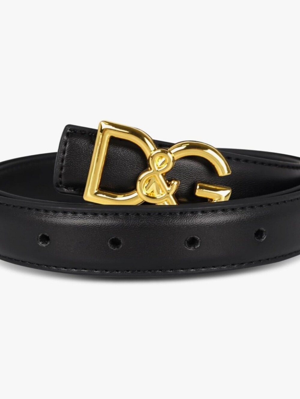 Dolce & Gabbana Black Leather Belt with Gold D&G Logo Buckle
